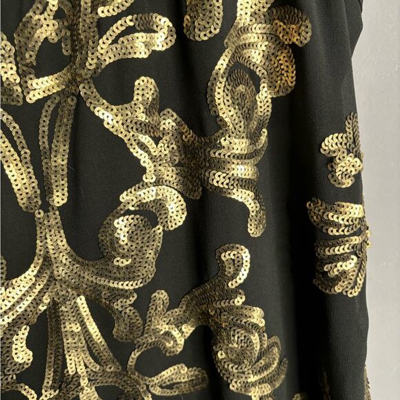 Express Black Tank Gold Sequin Detail Scoop Neckline Size Small - Picture 5 of 7